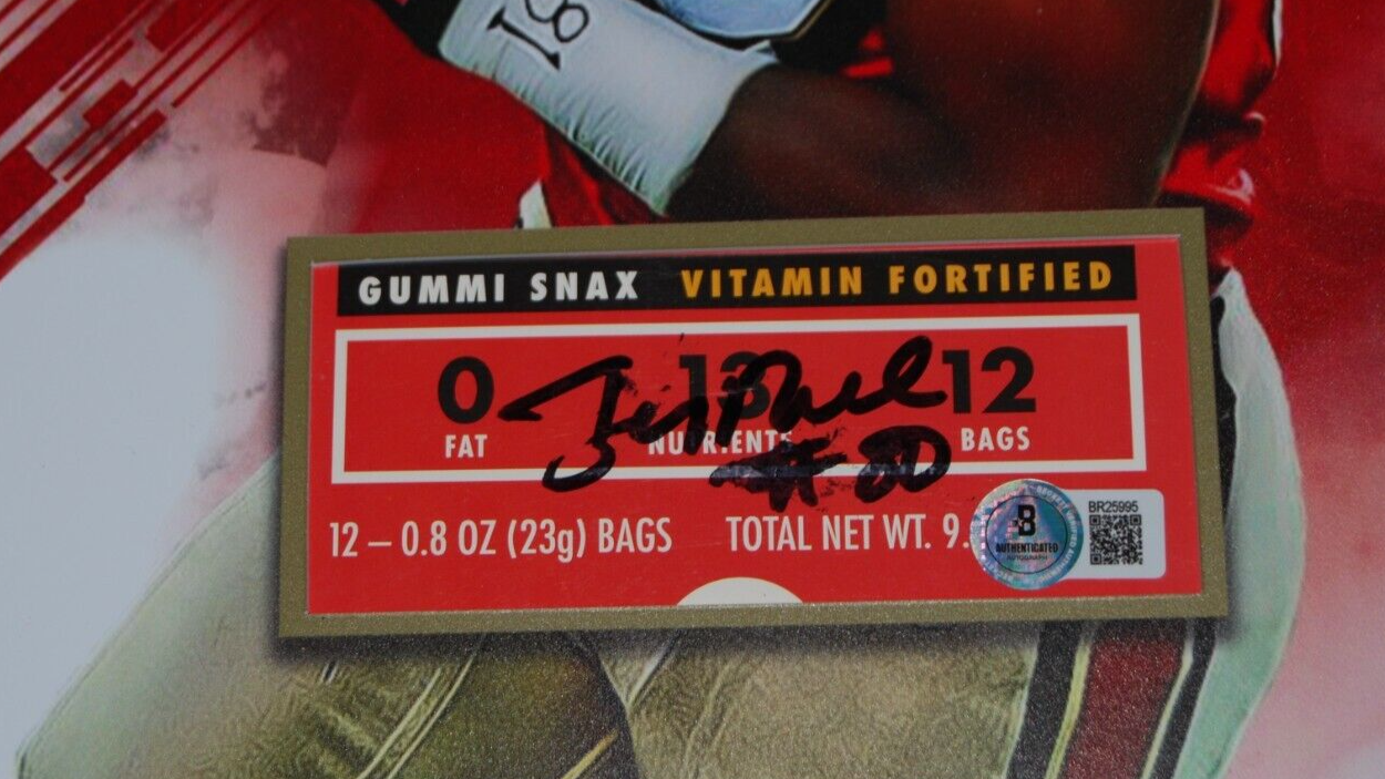 JERRY RICE signed (SAN FRANCICO 49ERS) football 11X14 matted cut BECKETT BR25995
