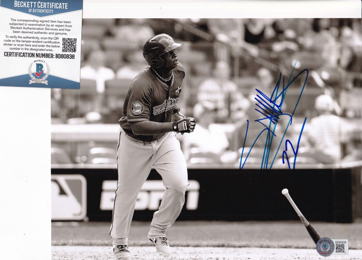 MIGUEL SANO signed (MINNESOTA TWINS) baseball 8X10 photo BECKETT BD80838