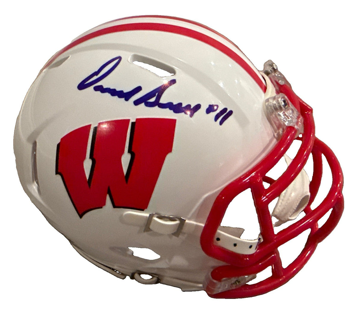 DARRELL BEVELL signed (WISCONSIN BADGERS) mini football helmet BECKETT BW07955