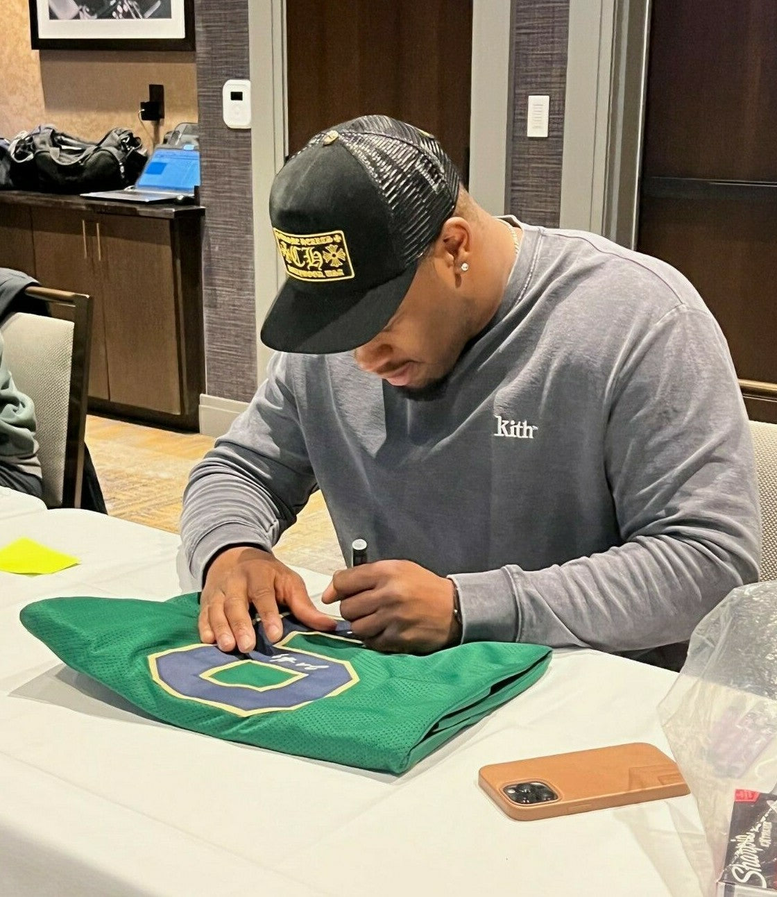 JUSTIN & JAYSON ADEMILOLA signed (NOTRE DAME FIGHTING IRISH) Green XL jersey JSA