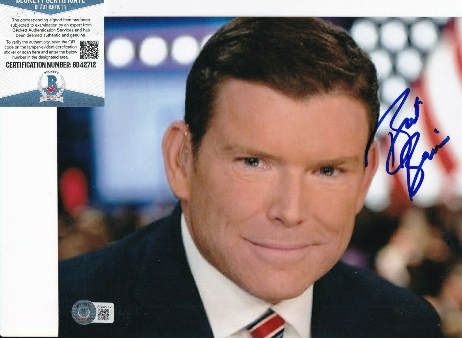 BRET BAIER signed (FOX NEWS SPECIAL REPORT) 8X10 photo BECKETT BAS BD42712