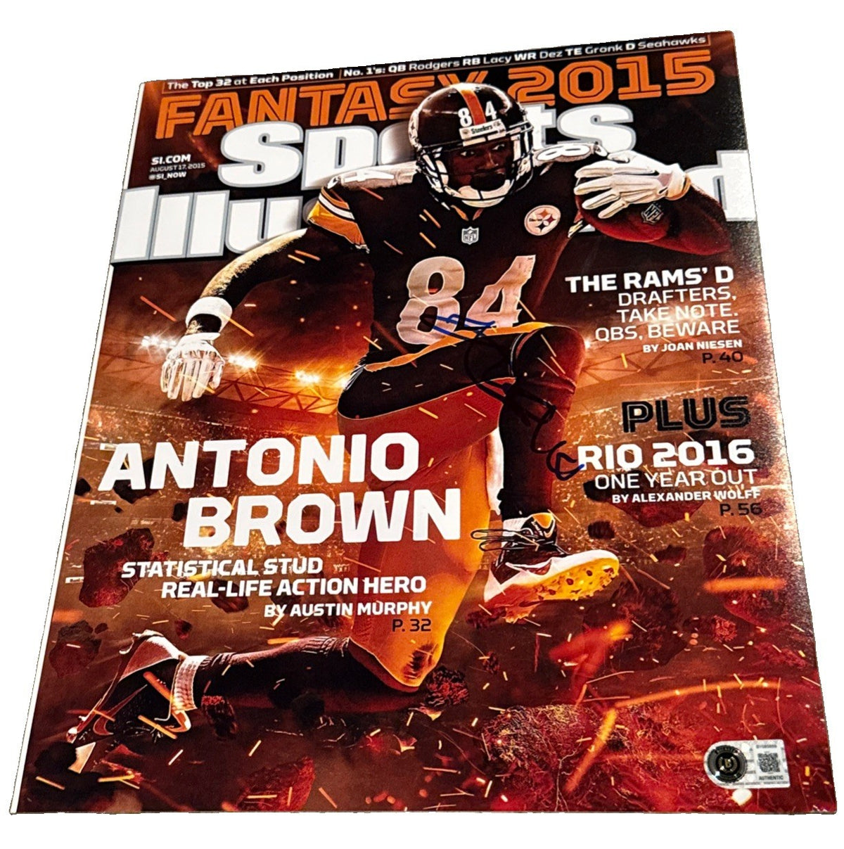 ANTONIO BROWN signed (PITTSBURGH STEELERS) 11x14 photo BECKETT BAS BY085859