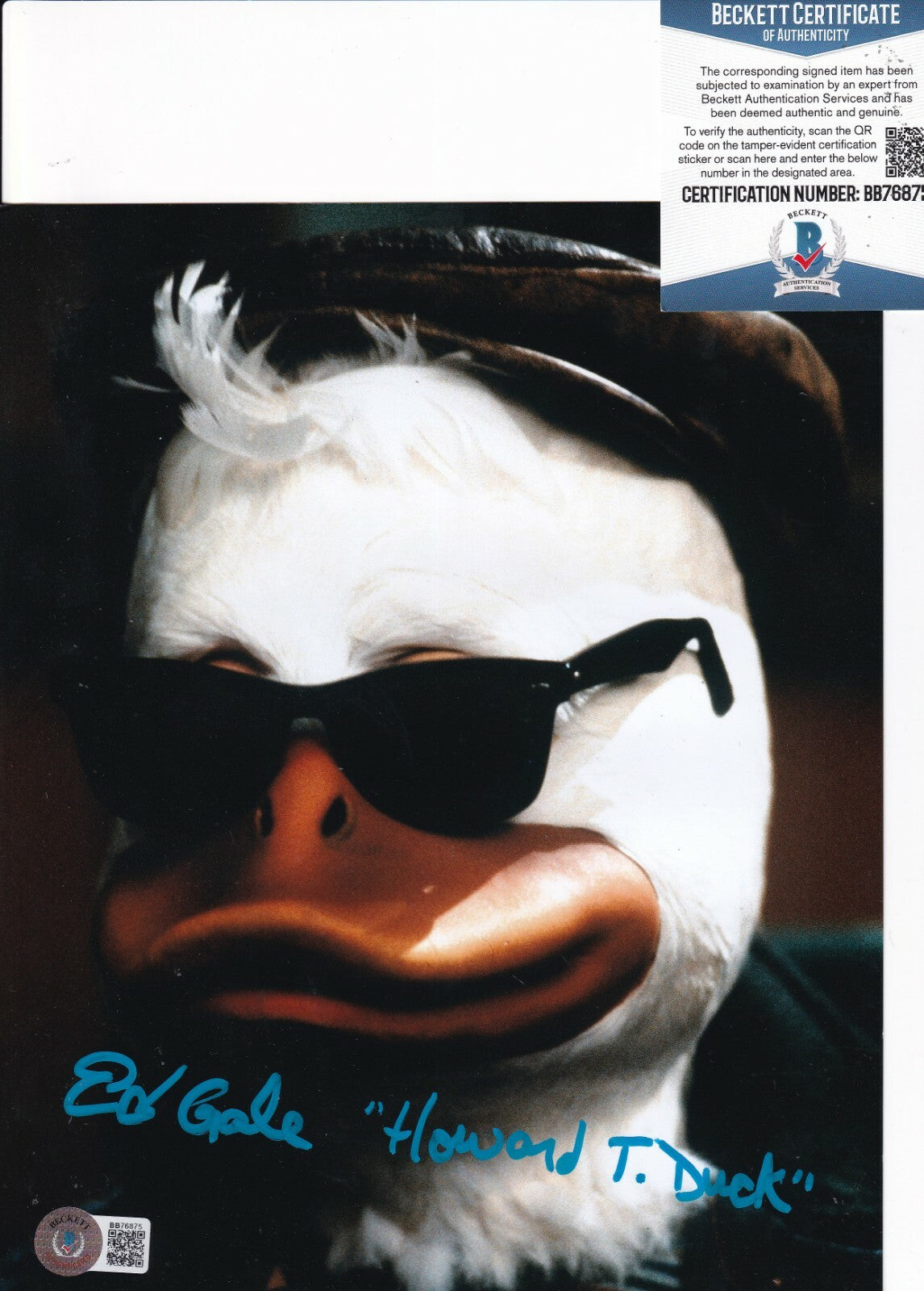 ED GALE signed (HOWARD THE DUCK) autographed Movie 8X10 BECKETT BAS BB76875