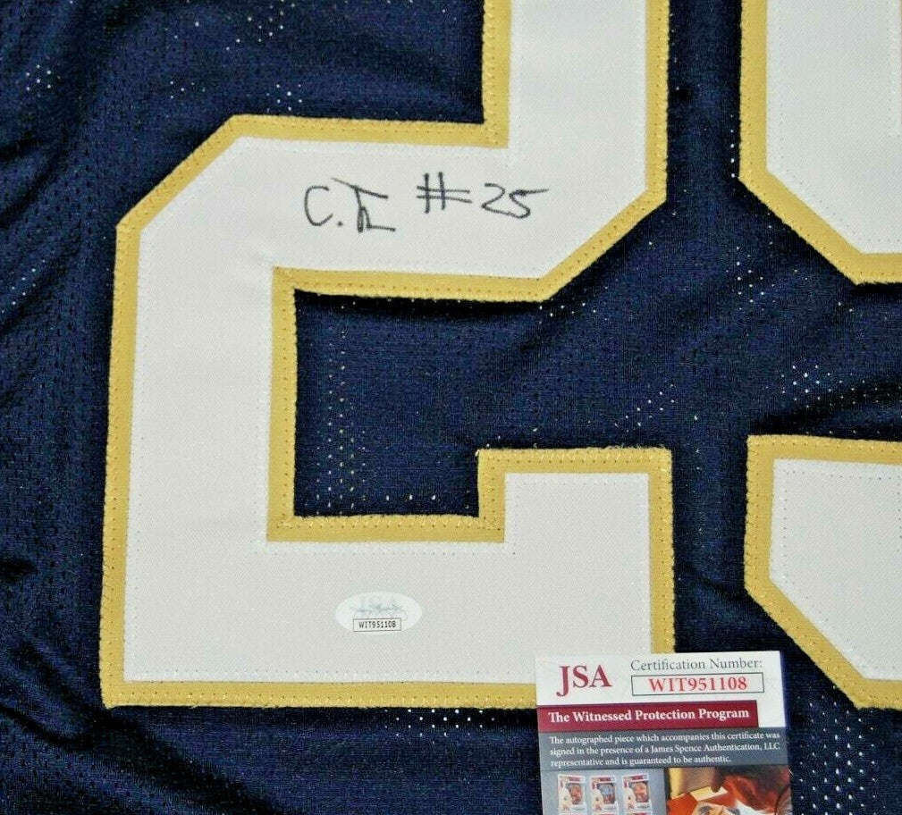 CHRIS TYREE signed (NOTRE DAME FIGHTING IRISH) Navy XL custom jersey JSA 