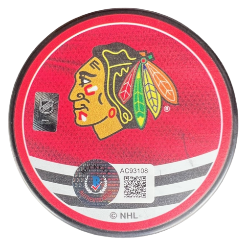 JEREMY ROENICK signed (CHICAGO BLACKHAWKS) hockey puck BECKETT BAS AC93108