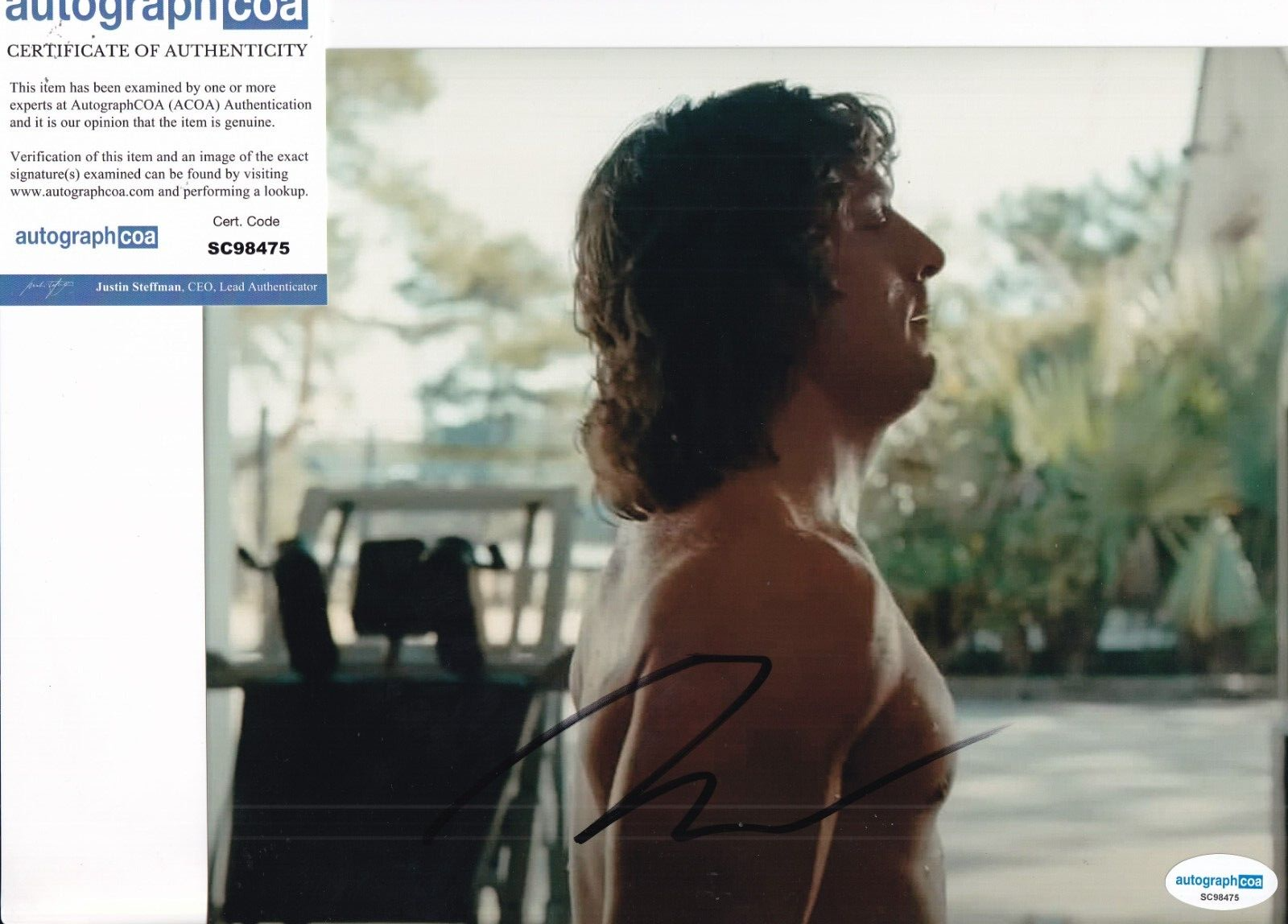 JEREMY ALLEN WHITE signed (THE IRON CLAW) Kerry Von Erich 8X10 ACOA SC98475