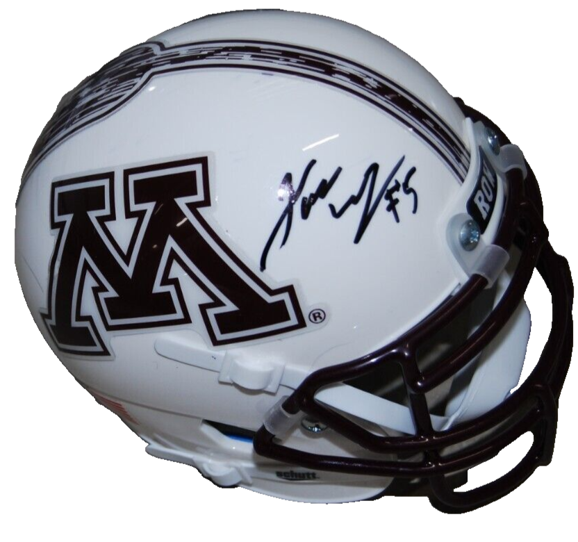 JUSTIN WALLEY signed (MINNESOTA GOLDEN GOPHERS) mini helmet BECKETT BR32512