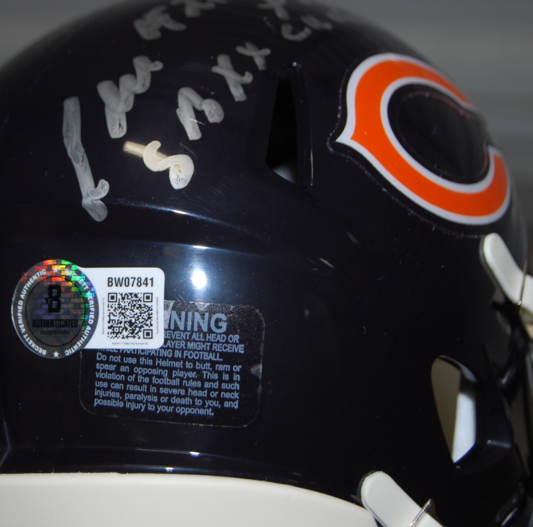 LESLIE FRAZIER signed (CHICAGO BEARS) mini football helmet BECKETT BAS BW07841