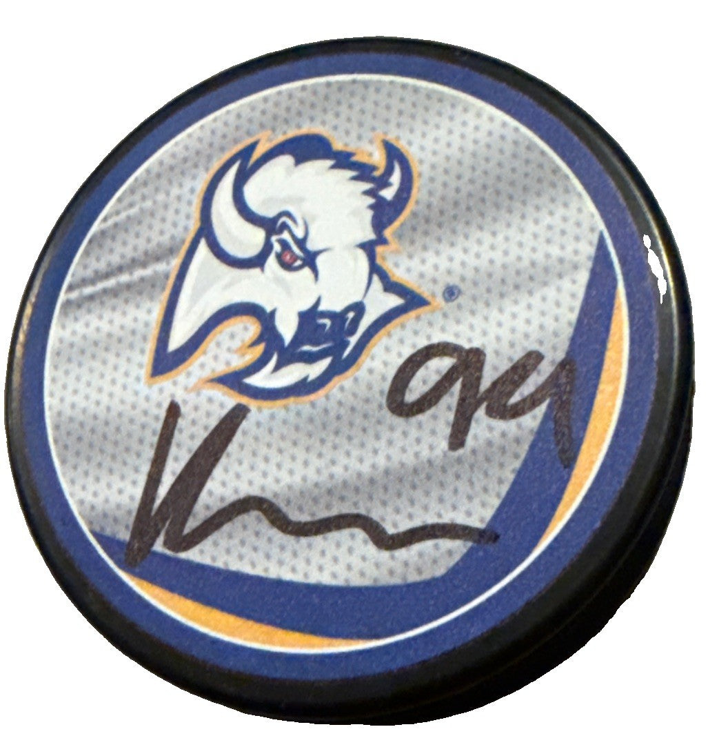 KONSTA HELENIUS signed (BUFFALO SABRES) Retro Hockey puck JSA COA CM05047