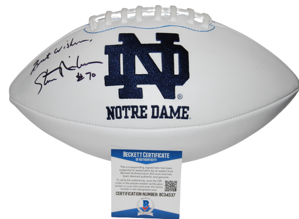 STEVE NIEHAUS signed (NOTRE DAME) team logo full size football BECKETT BAS