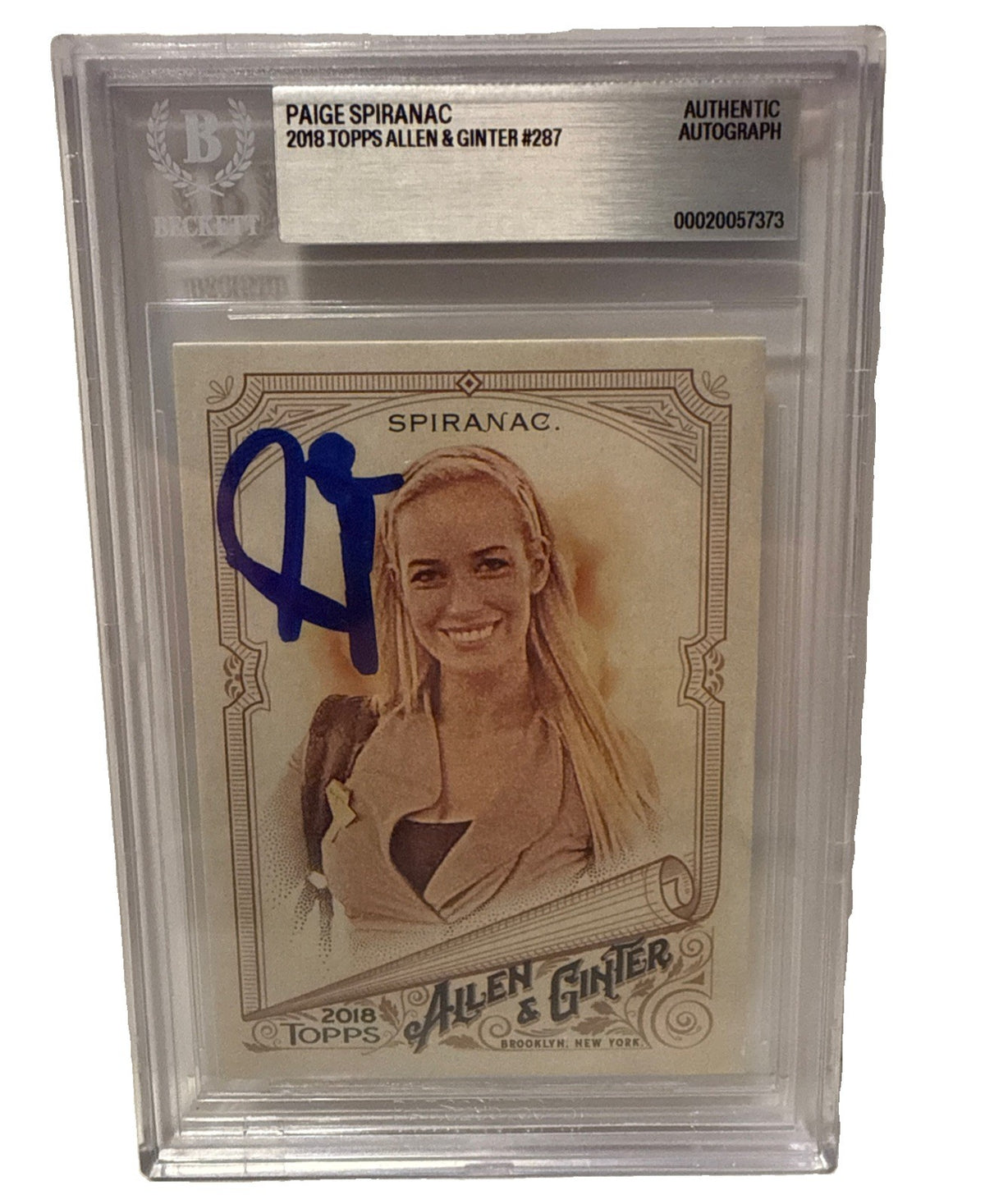 PAIGE SPIRANAC signed 2018 Topps Allen & Ginter Golf Card Beckett 00020057373