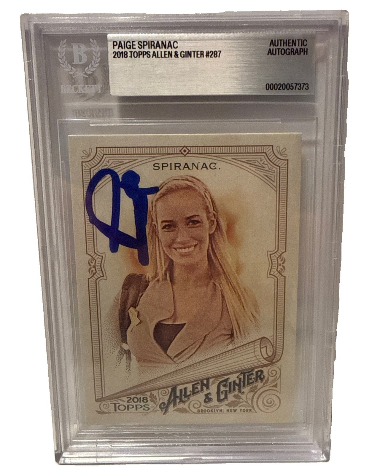 PAIGE SPIRANAC signed 2018 Topps Allen & Ginter Golf Card Beckett 00020057373