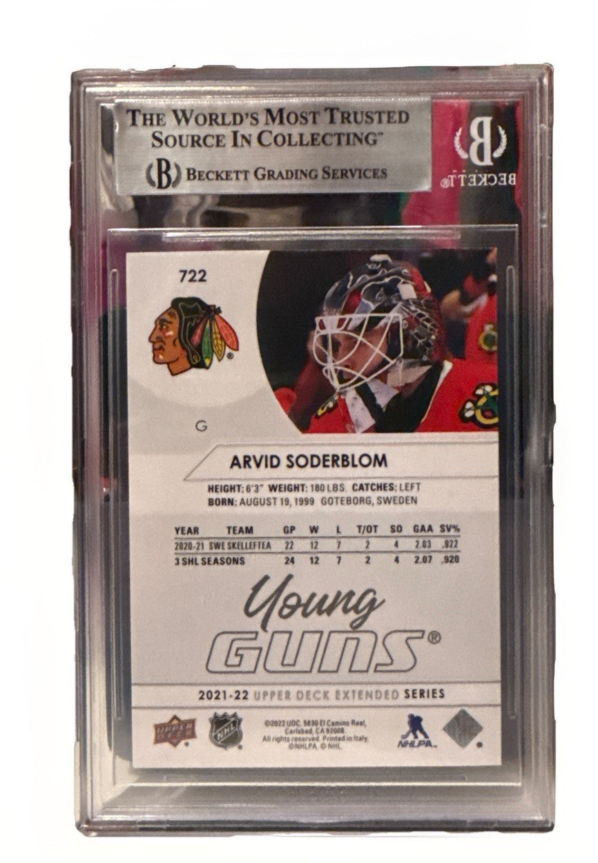 Arvid Soderblom signer Blackhawks 23-24 UD YG Card Beckett #722 00019288487