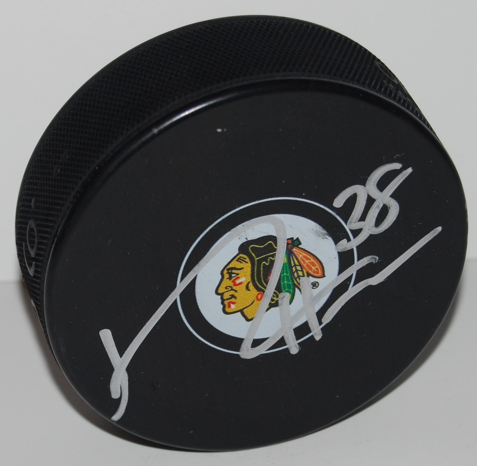 RYAN HARTMAN signed (CHICAGO BLACKHAWKS) souvenir logo hockey puck W/COA #2