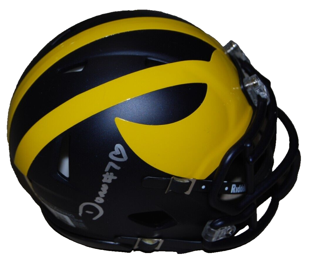 DONOVAN EDWARDS signed MICHIGAN WOLVERINES mini football helmet BECKETT BR32636