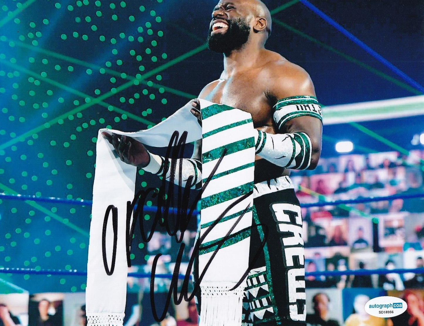 APOLLO CREWS signed (WWE) WRESTLING Smackdown NXT 8X10 photo ACOA SD18956