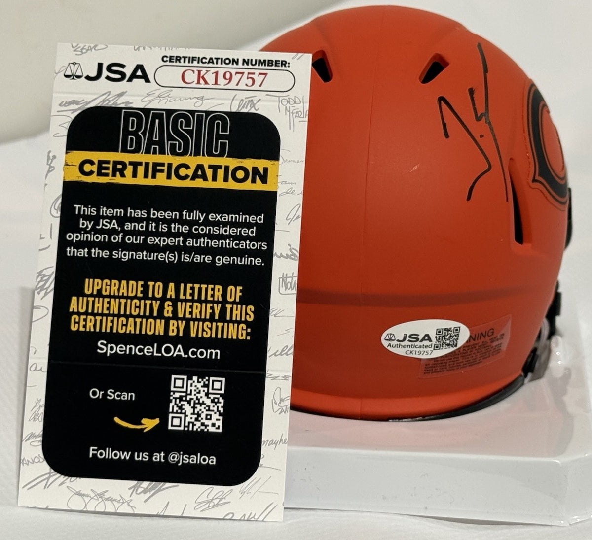 TREMAINE EDMUNDS signed (CHICAGO BEARS) 🐻 mini football helmet JSA COA CK19757