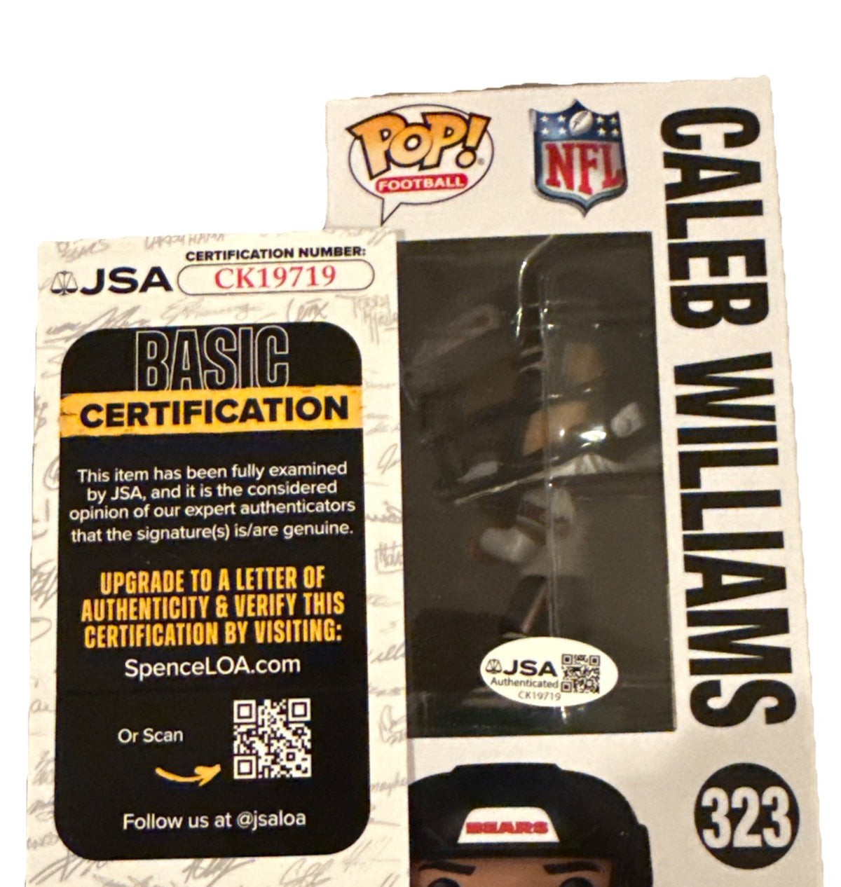 CALEB WILLIAMS signed (Chicago Bears) 🐻 Football Funko Pop #323 JSA CK19719