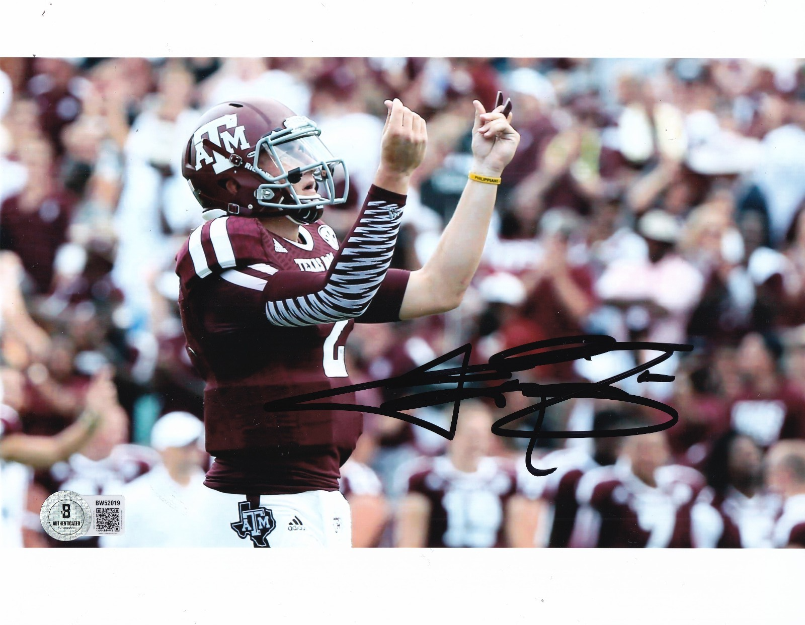 JOHNNY MANZIEL signed (TEXAS A&M AGGIES) football 8X10 photo BECKETT BAS BW52019