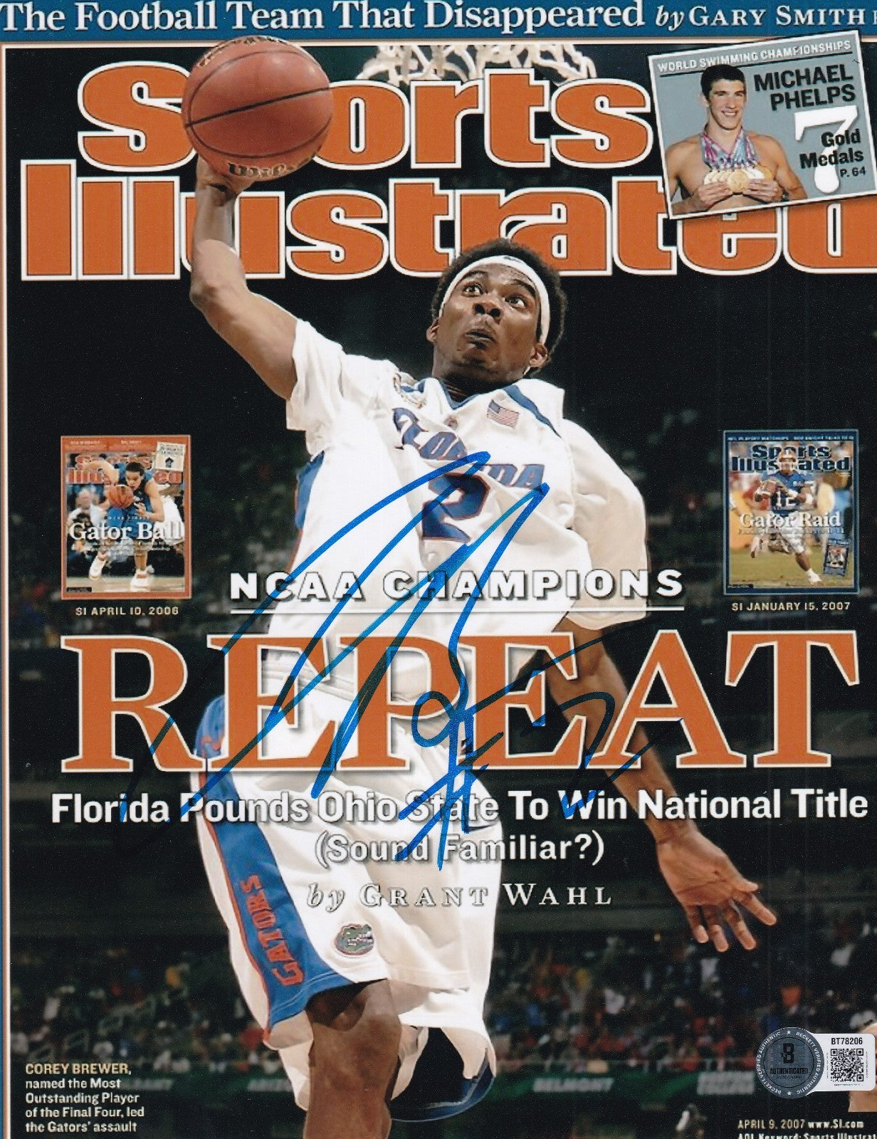 COREY BREWER signed (FLORIDA GATORS) Basketball 8X10 photo BECKETT BAS BT78206