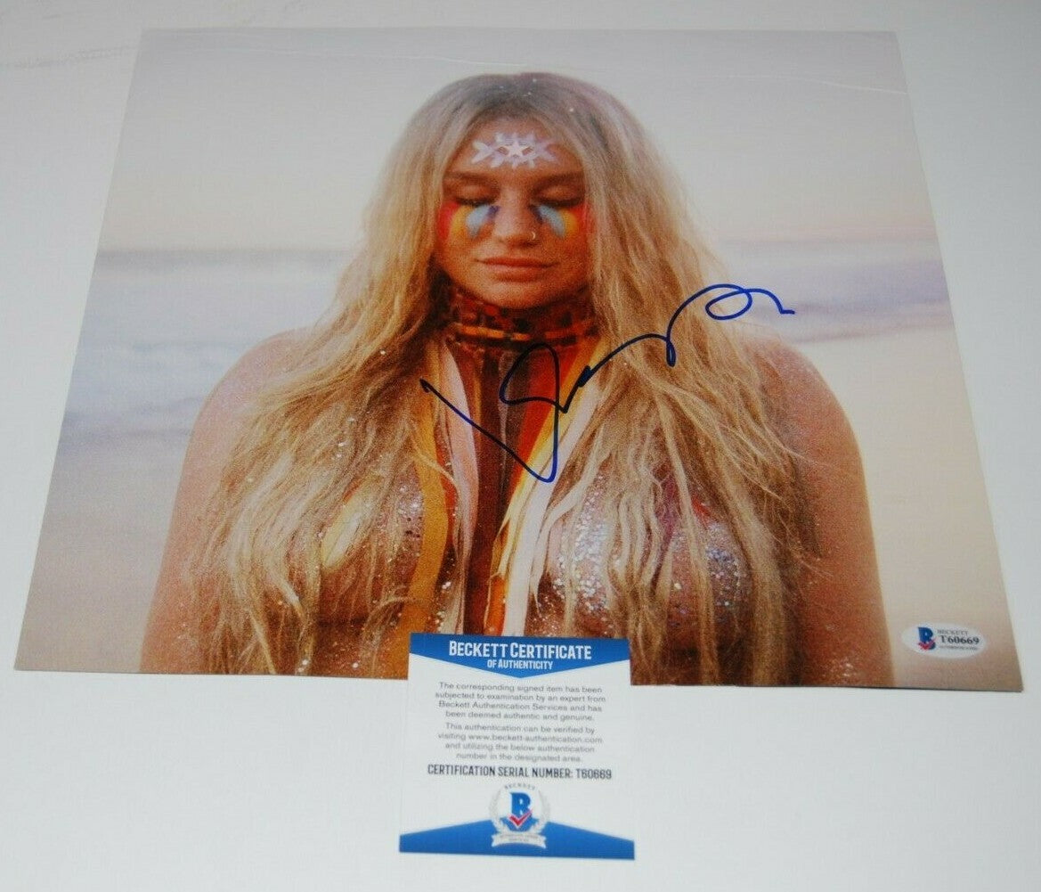 KESHA signed (RAINBOW) record insert 12x12 *PRAYING*  KE$SHA BECKETT BAS #2