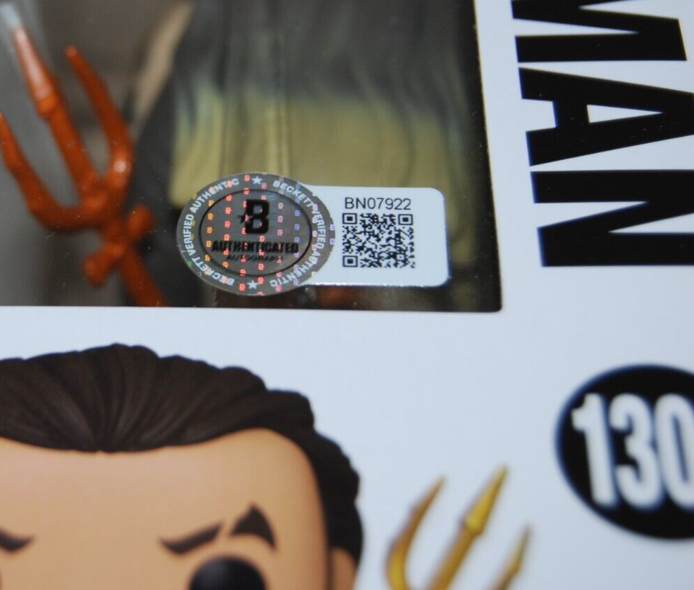 JASON MOMOA signed (AQUAMAN) Lost Kingdom #1301 Funko Pop BECKETT BAS BN07922