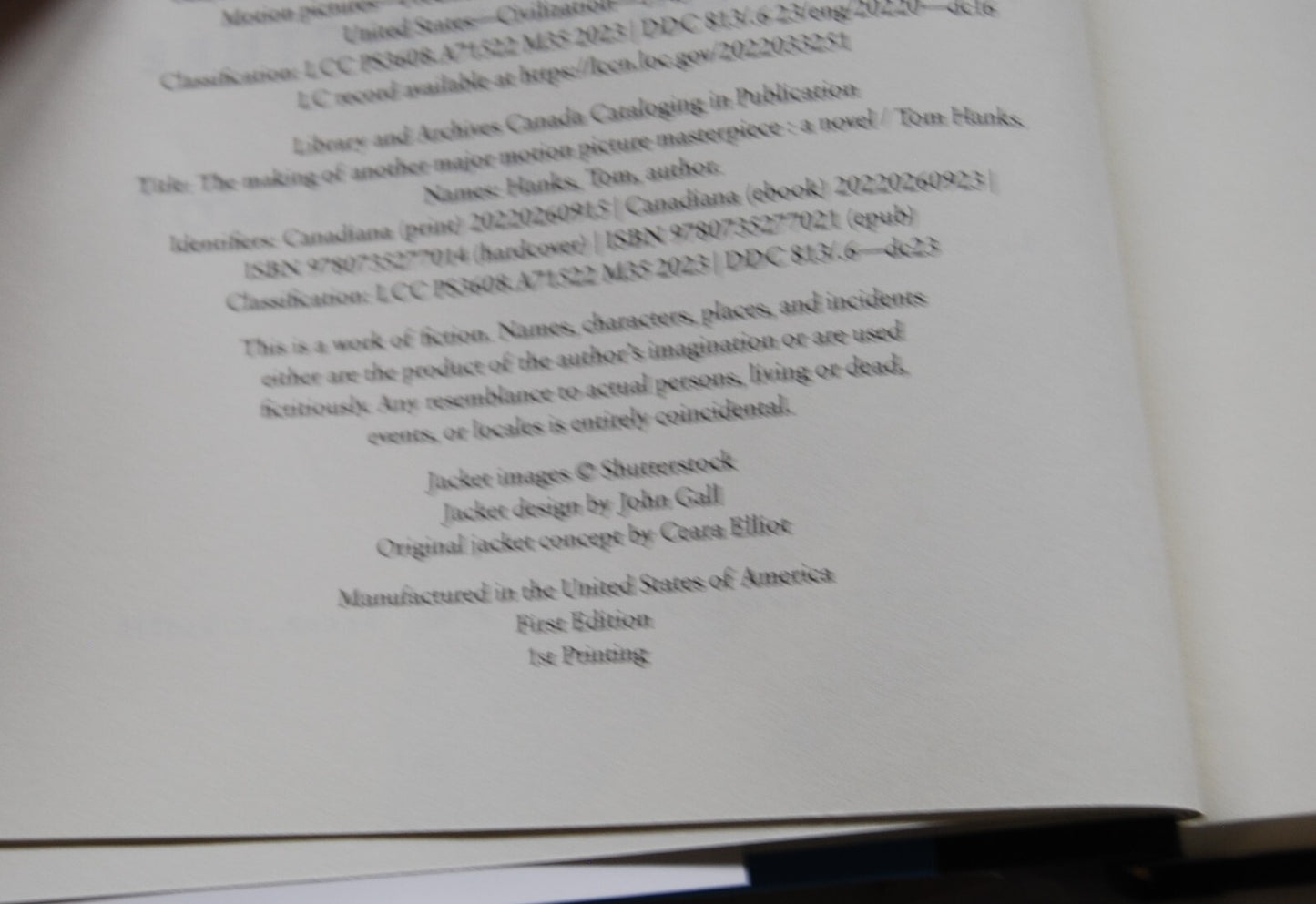 TOM HANKS signed (MAKING OF ANOTHER MOTION) HARDCOVER BOOK Beckett BAS AD27295
