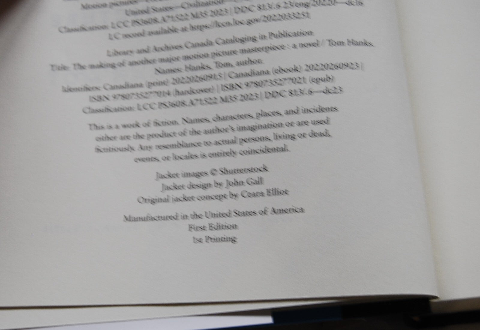 TOM HANKS signed (MAKING OF ANOTHER MOTION) HARDCOVER BOOK Beckett BAS AD27295
