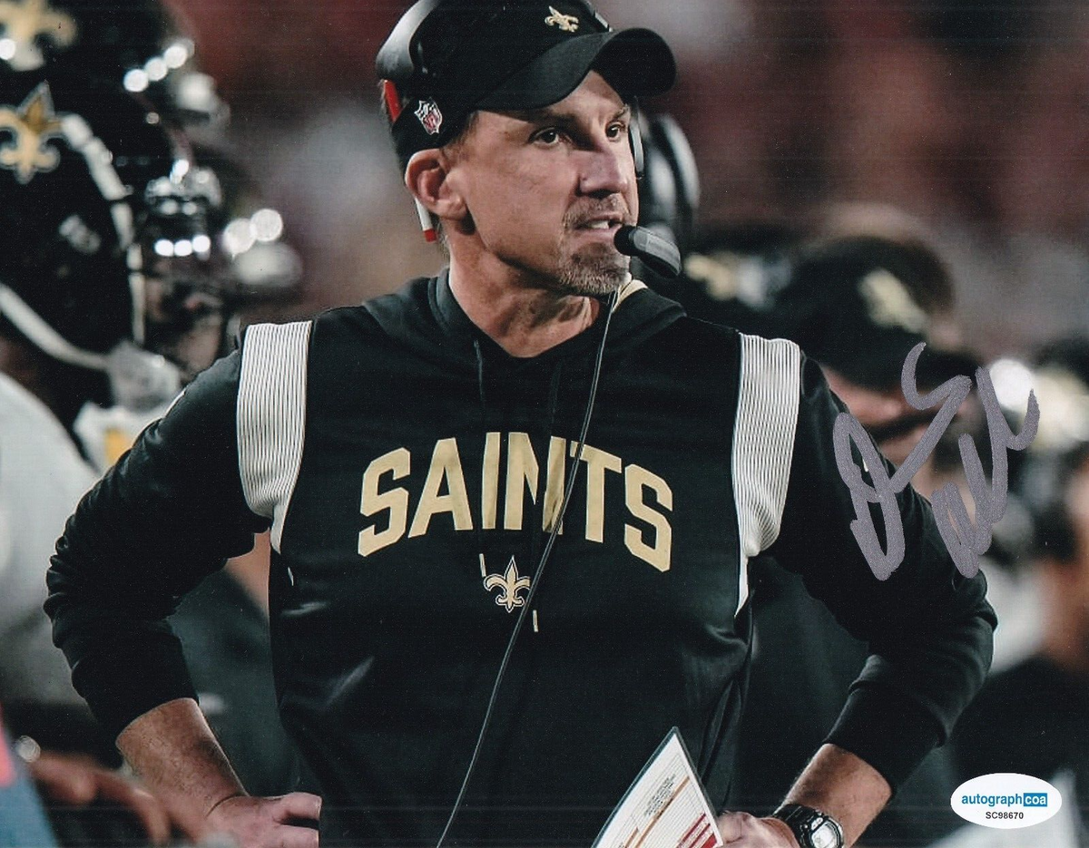 DENNIS ALLEN signed (NEW ORLEANS SAINTS) football 8X10 photo ACOA SC98670