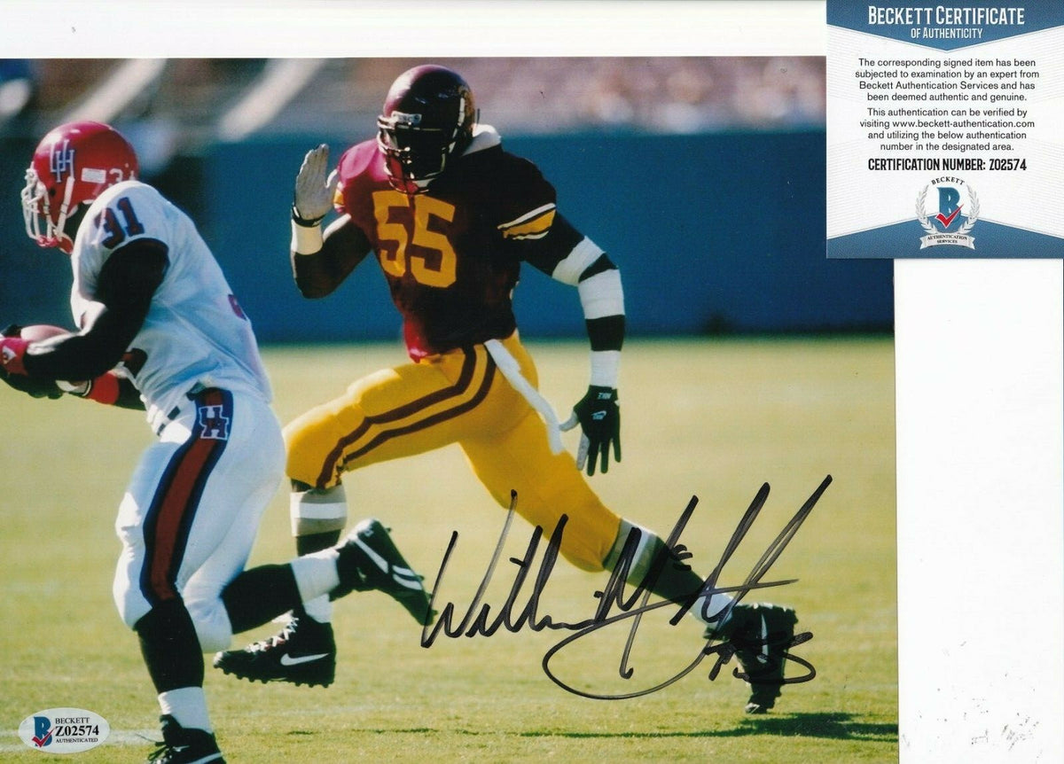 WILLIE MCGINEST signed (USC TROJANS) Football 8X10 photo BECKETT BAS Z02574