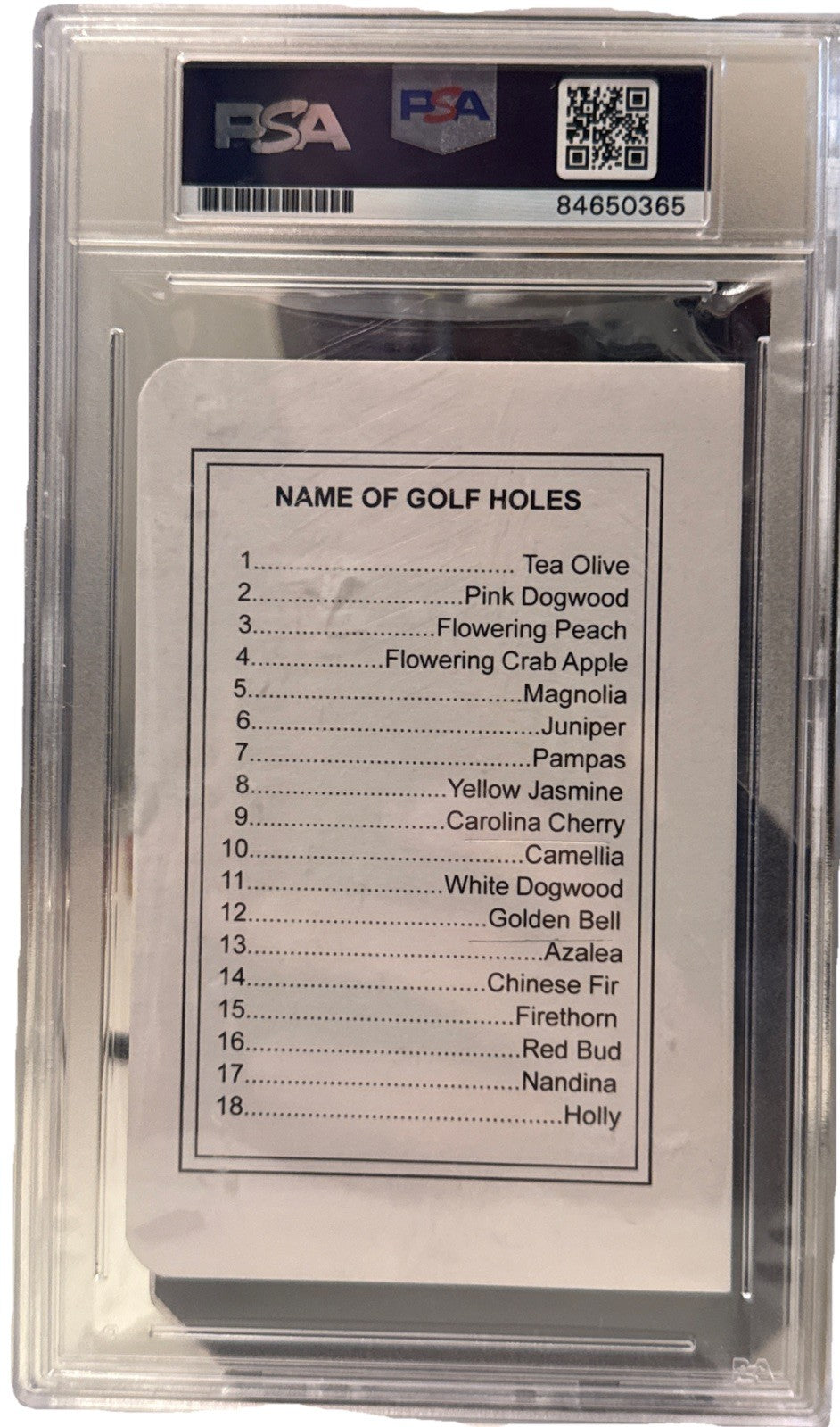 Stewart Cink signed (Augusta) Masters Score Card PSA/DNA Encapsulated 84650365