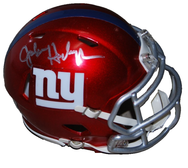 JOHN HARBAUGH signed (NEW YORK GIANTS) mini football helmet BECKETT BW07929