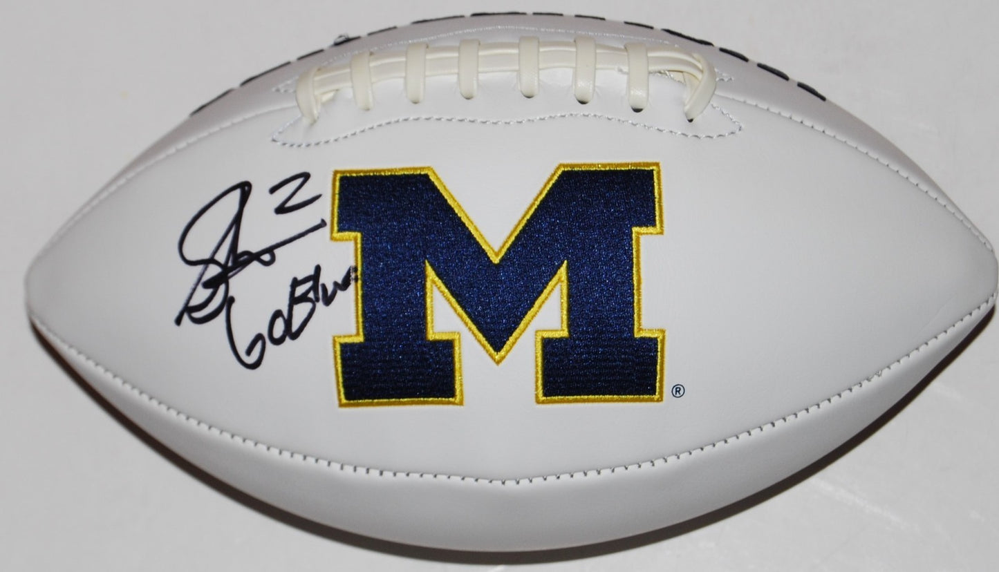 SHEA PATTERSON signed (MICHIGAN WOLVERINES) Embroidered logo football W/COA C