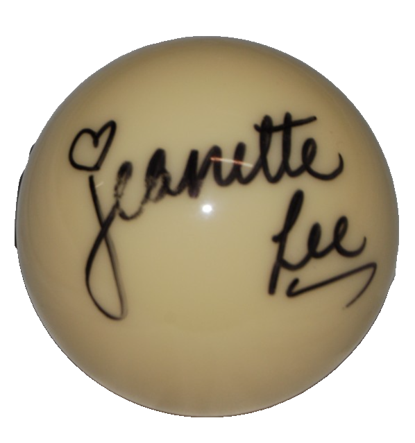 JEANETTE LEE signed (BILLIARDS) HOF Black Widow pool cue ball BECKETT  BY085981