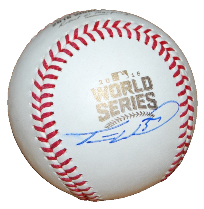 TRAVIS WOOD signed (CHICAGO CUBS) 2016 World Series OML baseball BECKETT BW61561