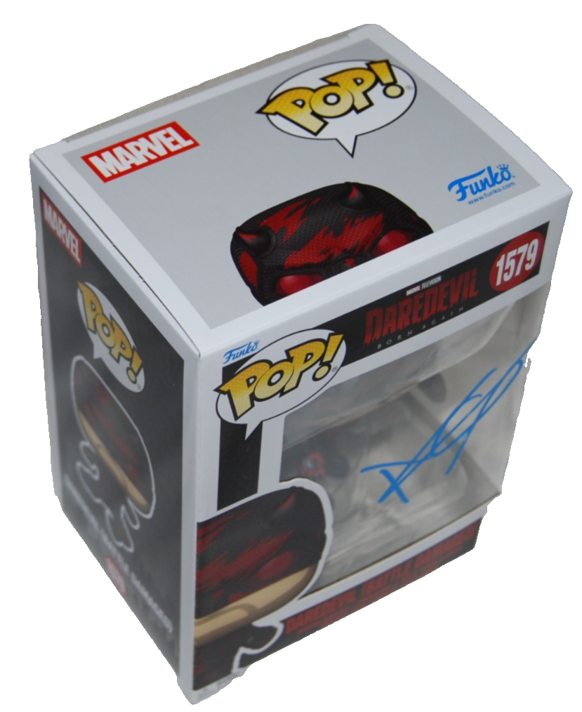 CHARLIE COX signed (DAREDEVIL) Battle Damage Funko Pop #1579 BECKETT BY085867