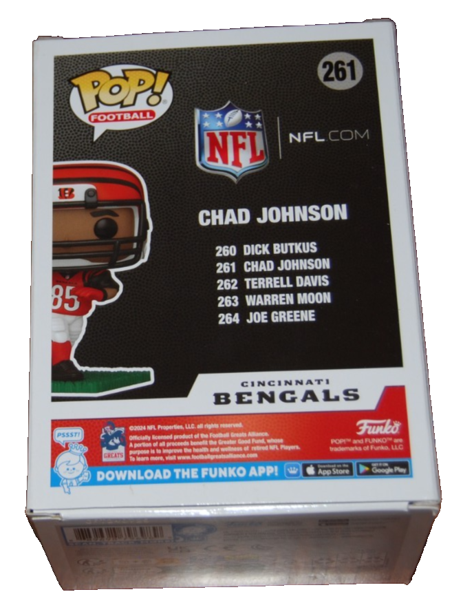 CHAD JOHNSON signed (CINCINNATI BENGALS) #261 NFL Football Funko Pop BECKETT BAS