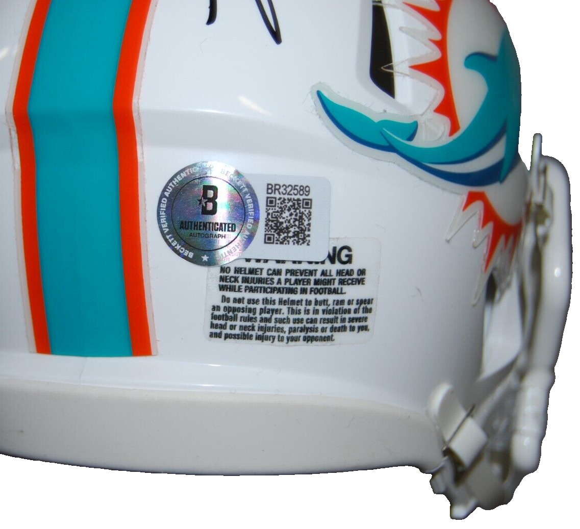 MIKE MCDANIEL signed (MIAMI DOLPHINS) mini football helmet BECKETT BAS BR32589