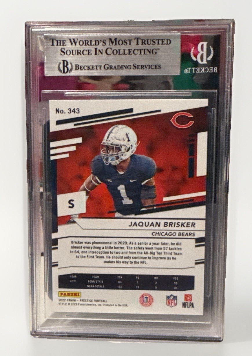Jaquan Brisker signed Chicago Bears 2022 Prestige RC Card Beckett 00019288321