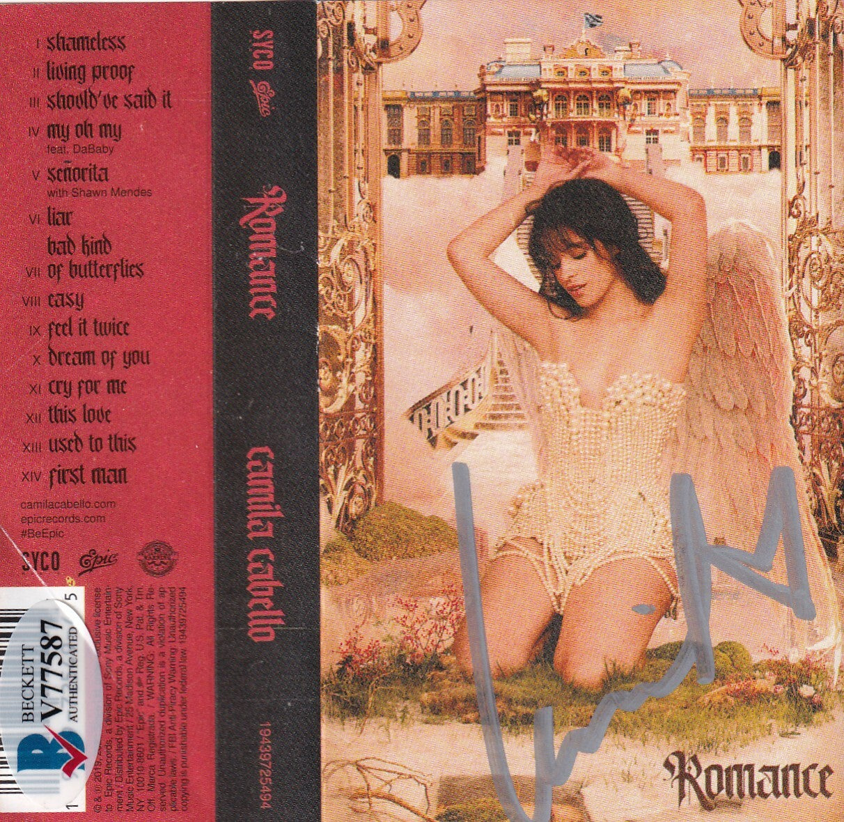 CAMILA CABELLO signed (ROMANCE) Cassette Tape cover w/tape *EASY* BECKETT V77587