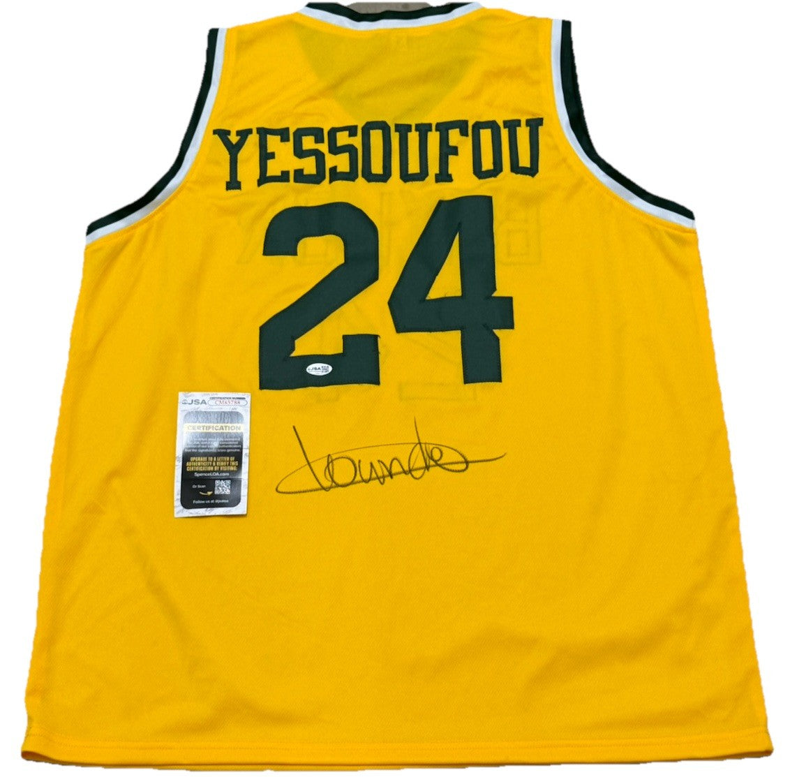 TOUNDE YESSOUFOU signed (BAYLOR BEARS) Yellow basketball jersey JSA CM85788