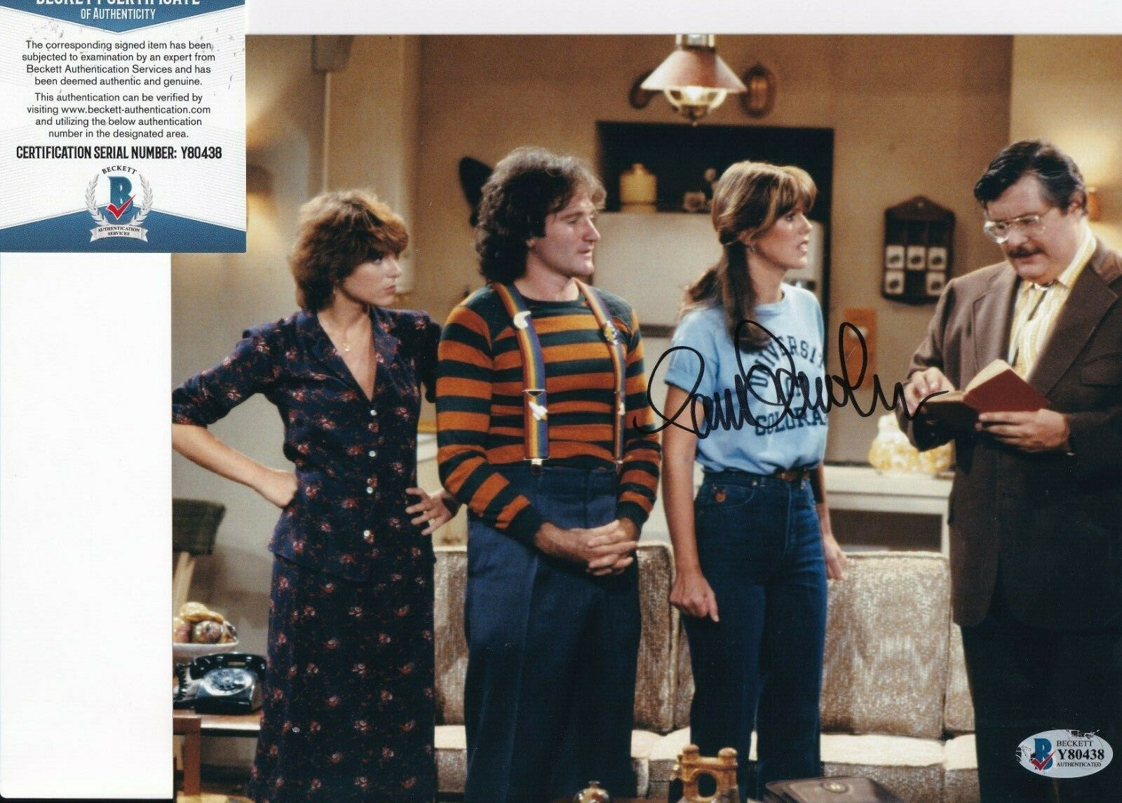 PAM DAWBER signed (MORK & MINDY)  Mindy McConnell 8X10 photo BECKETT BAS Y80438