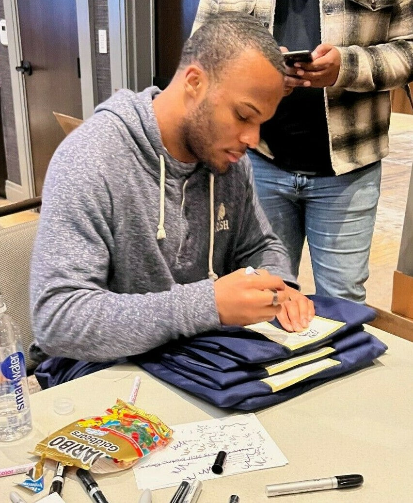 ISAIAH FOSKEY signed (NOTRE DAME FIGHTING IRISH) Blue jersey JSA Witnessed