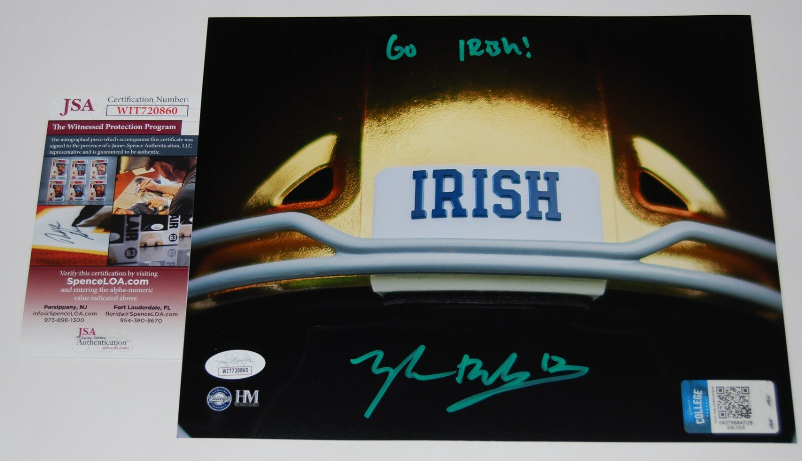TYLER BUCHNER signed (NOTRE DAME FIGHTING IRISH) 8x10 photo JSA WITNESSED