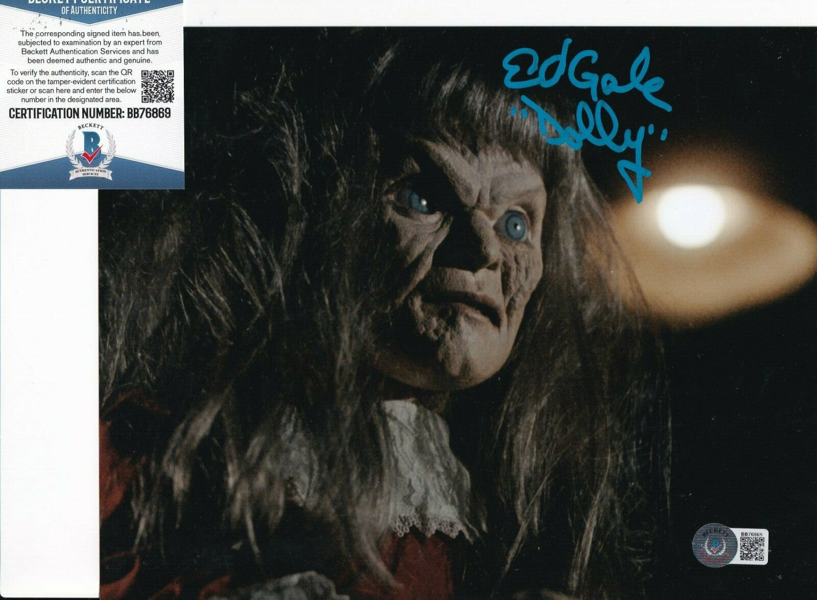 ED GALE signed (DOLLY DEAREST) Autographed Horror Movie 8X10 BECKETT BAS BB76869