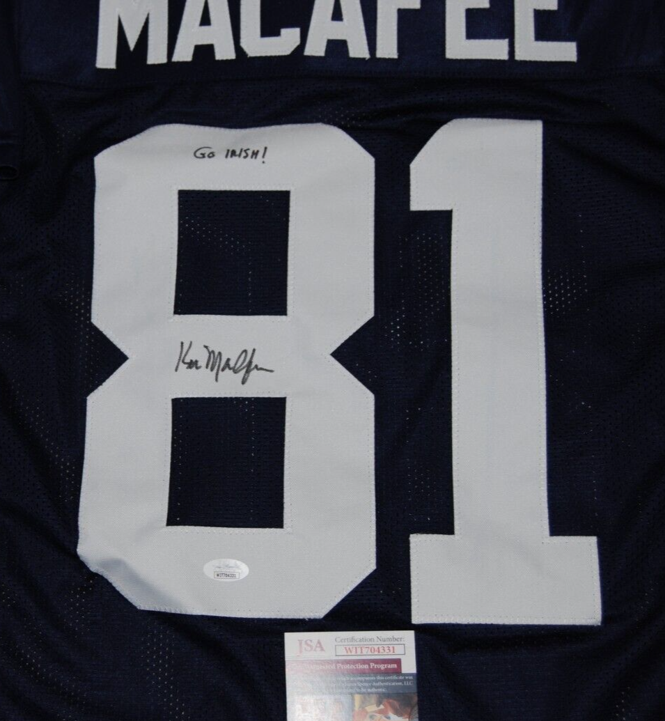KEN MACAFEE signed (NOTRE DAME FIGHTING IRISH) Navy football jersey JSA WITNESS