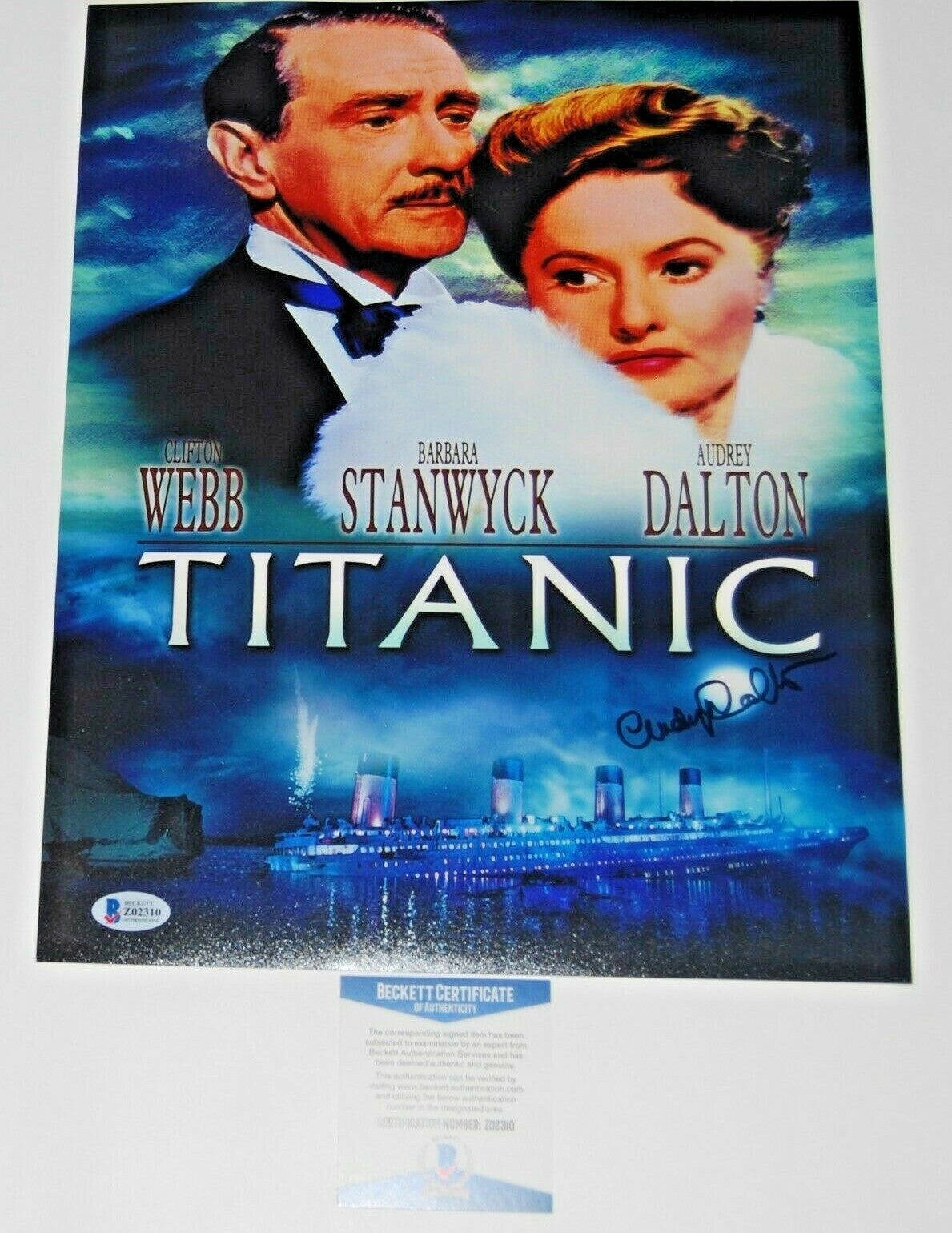 AUDREY DALTON signed (TITANIC) 1953 autograph Movie 11X14 photo BECKETT BAS #1