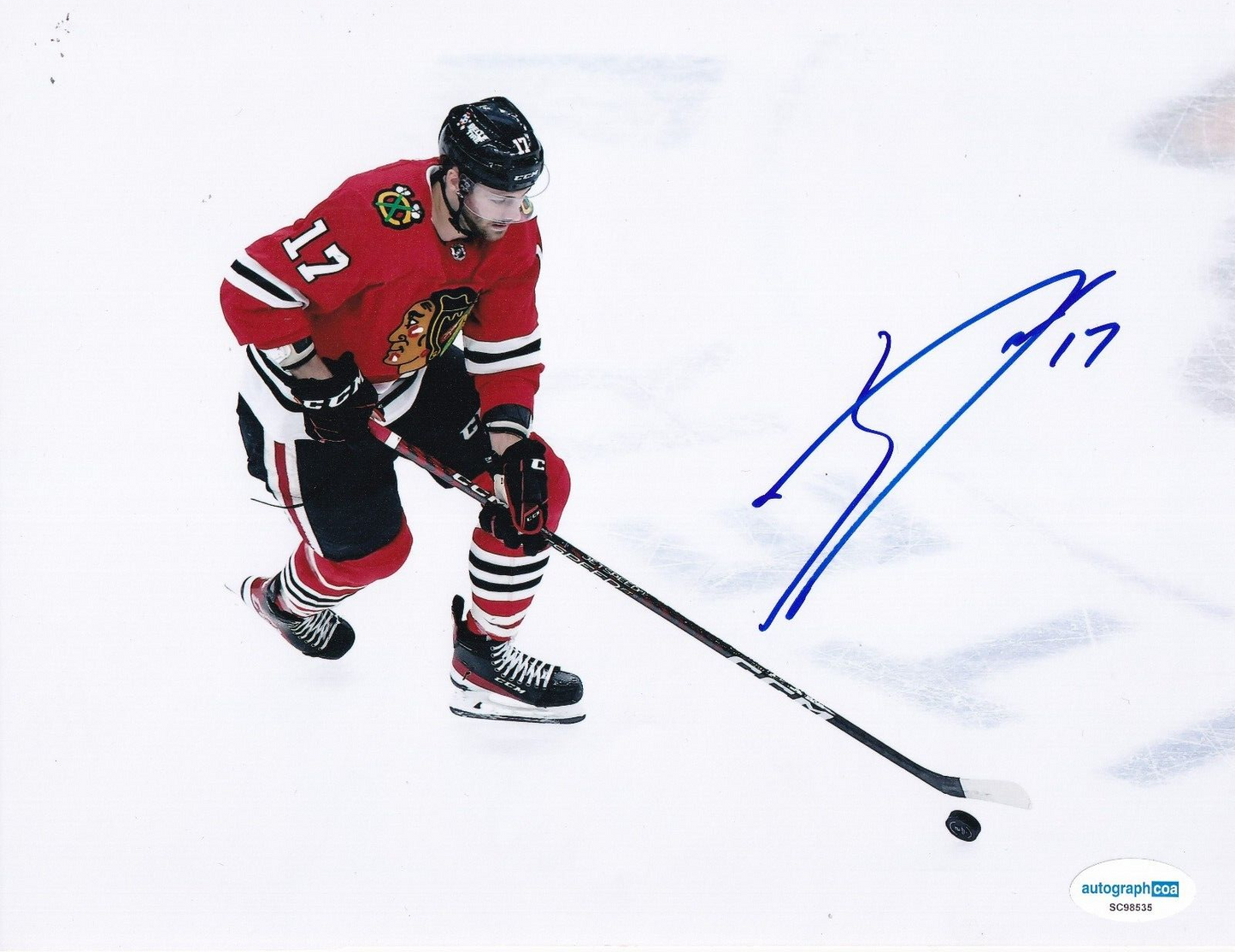 JASON DICKINSON signed (CHICAGO BLACKHAWKS) Hocket 8X10 photo ACOA SC98535