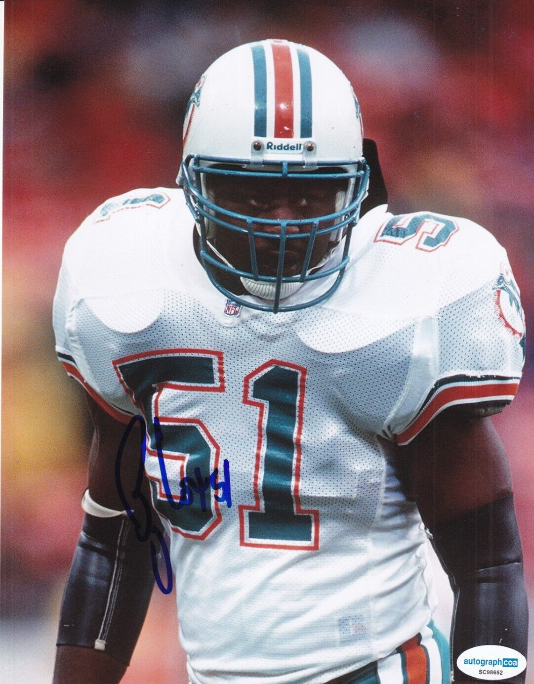 BRYAN COX signed (MIAMI DOLPHINS) football autographed 8X10 photo ACOA SC98652