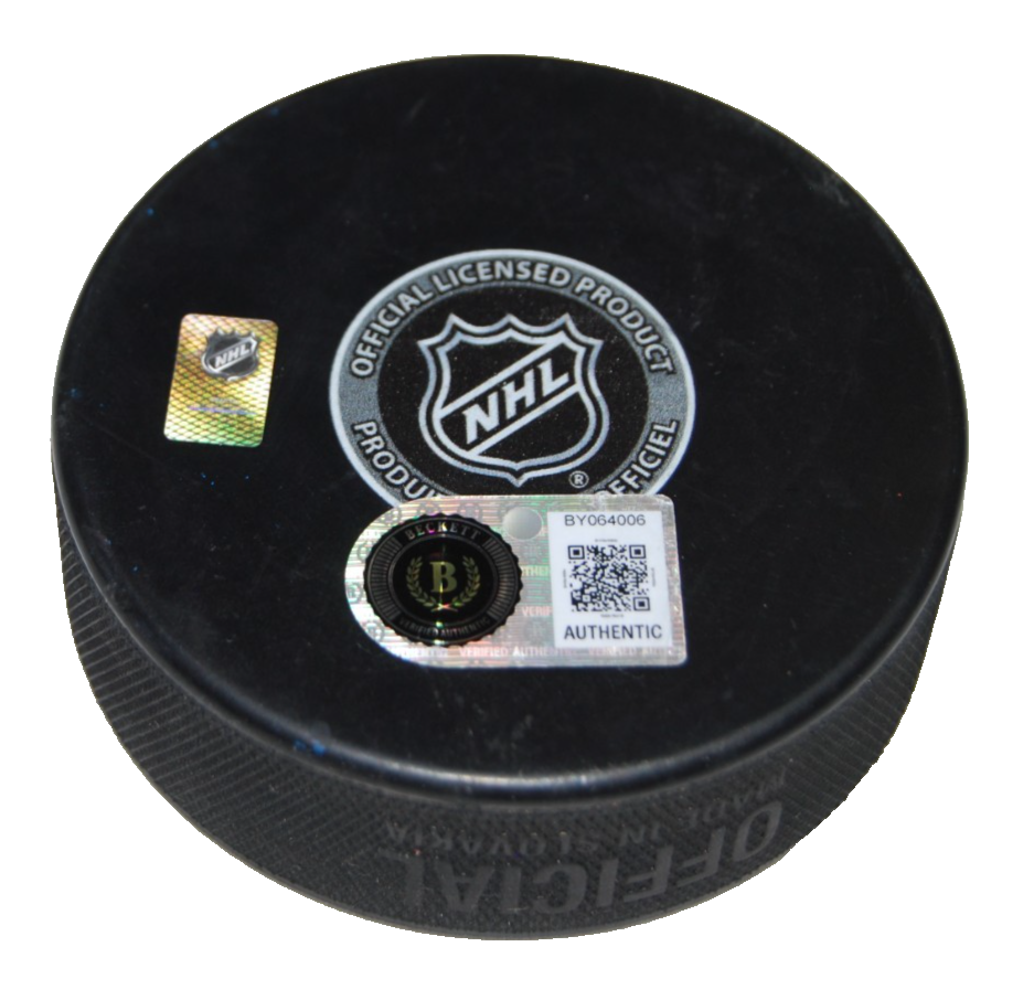 ANTON FRONDELL signed (CHICAGO BLACKHAWKS) 100TH Ann puck BECKETT BY064006